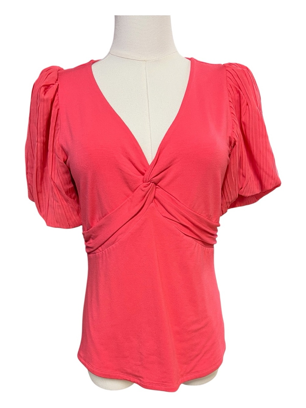 🆕 NWT Violets & Roses Rouge Red Twist Front Puff Sleeve Top | Size S